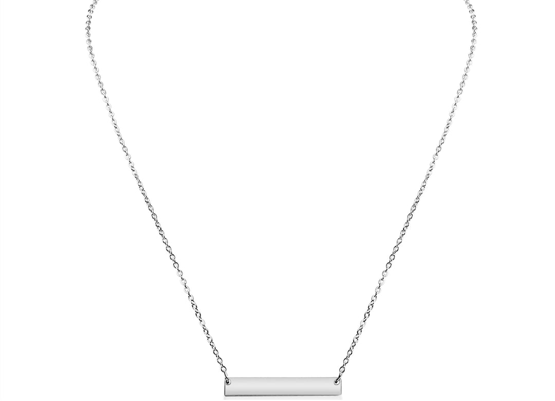 Personalized Polished Bar Stainless Steel Necklace 6 Finishes