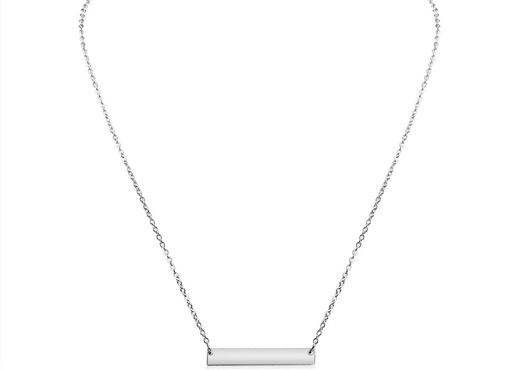 Personalized Polished Bar Stainless Steel Necklace 6 Finishes