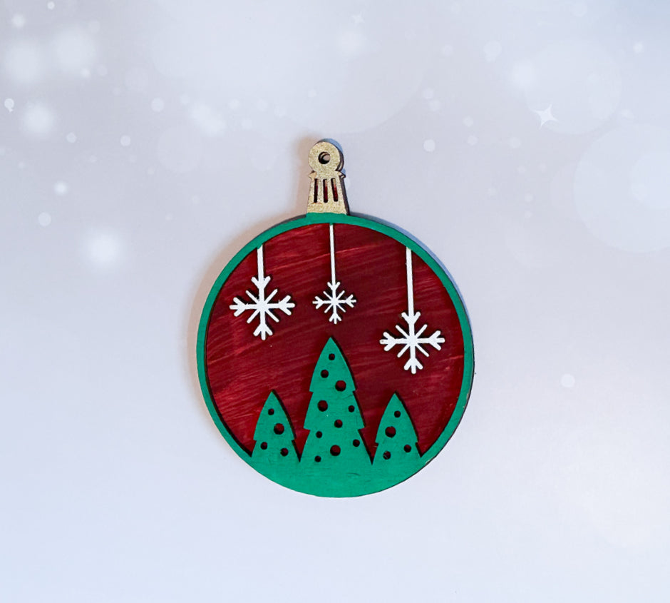 Personalized hand painted 2 layer laser cut christmas ornaments